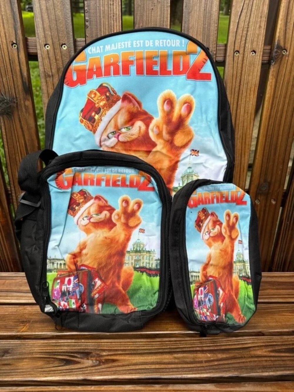 Garfield Kids Mini Backpack & Lunch Bag Set Multicolor Graphic Print Zip